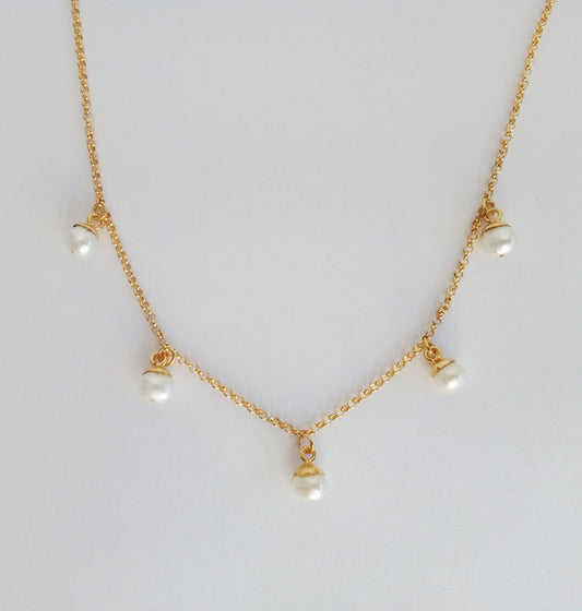 Dainty Gold Seed Pearl Necklace