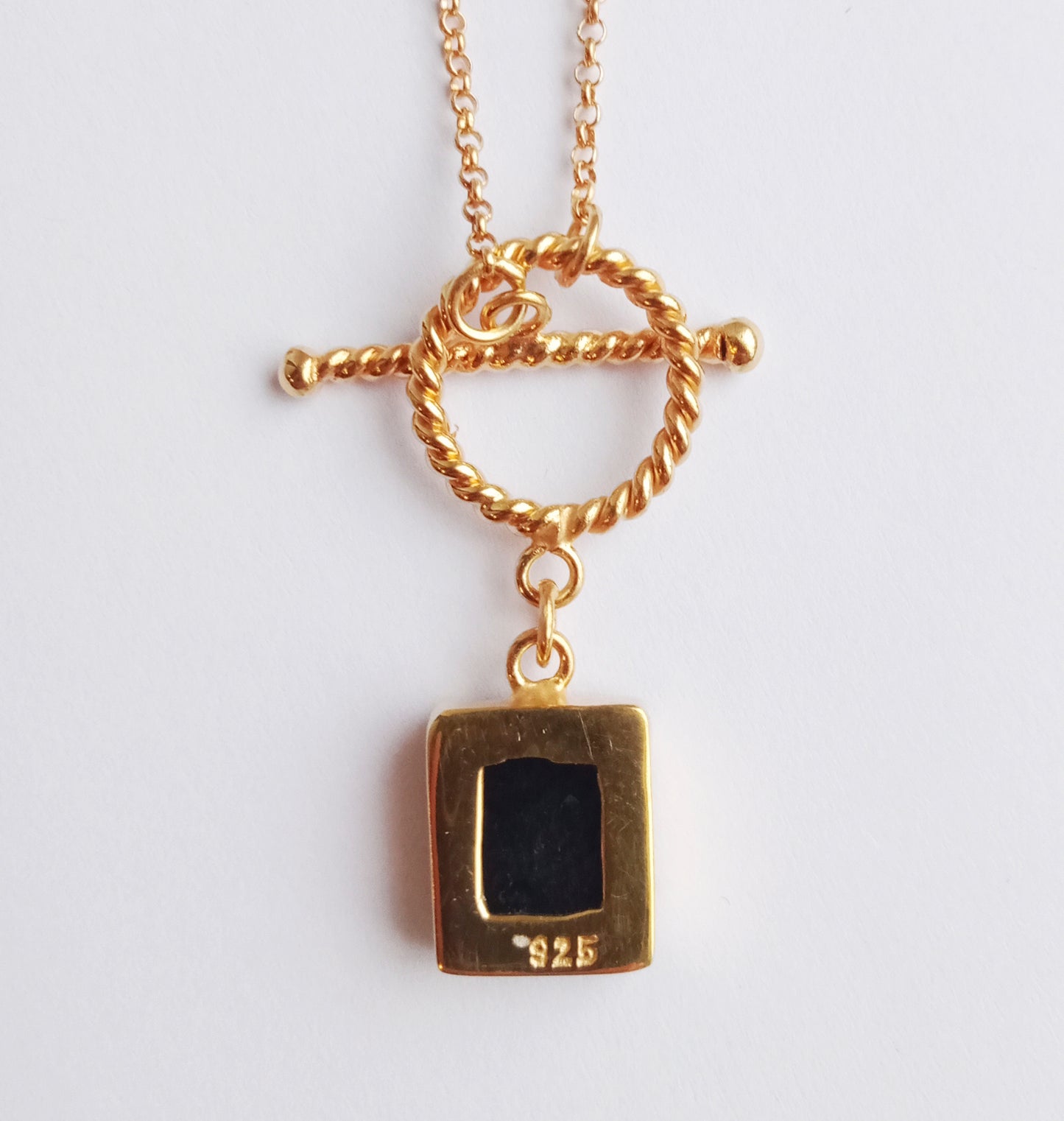 Black Onyx Gemstone Toggle Necklace