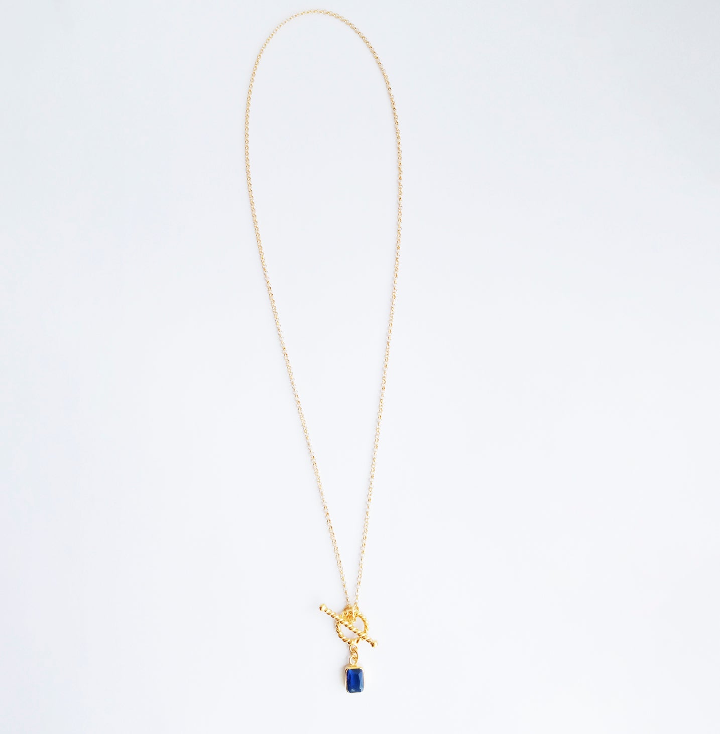 Blue Zircon Gemstone Toggle Necklace