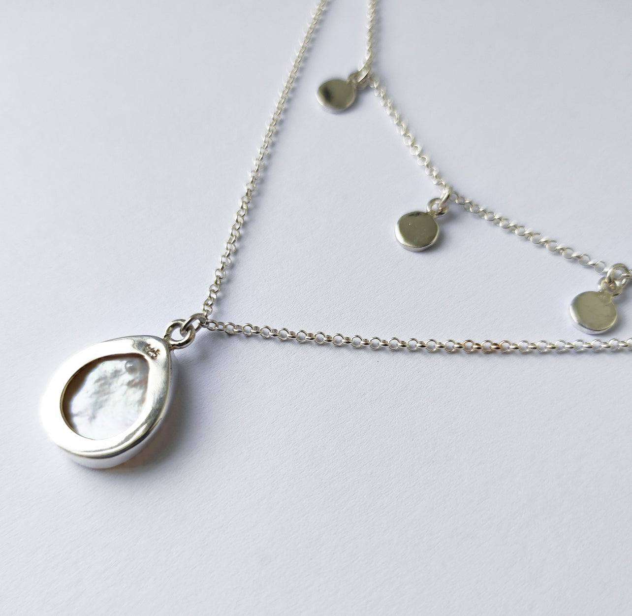 Sterling Silver Layered Minimalist Pearl Necklace
