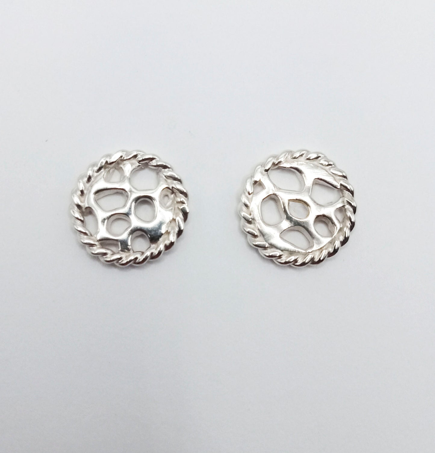 Labyrinth Coral Twister Silver Stud Earrings