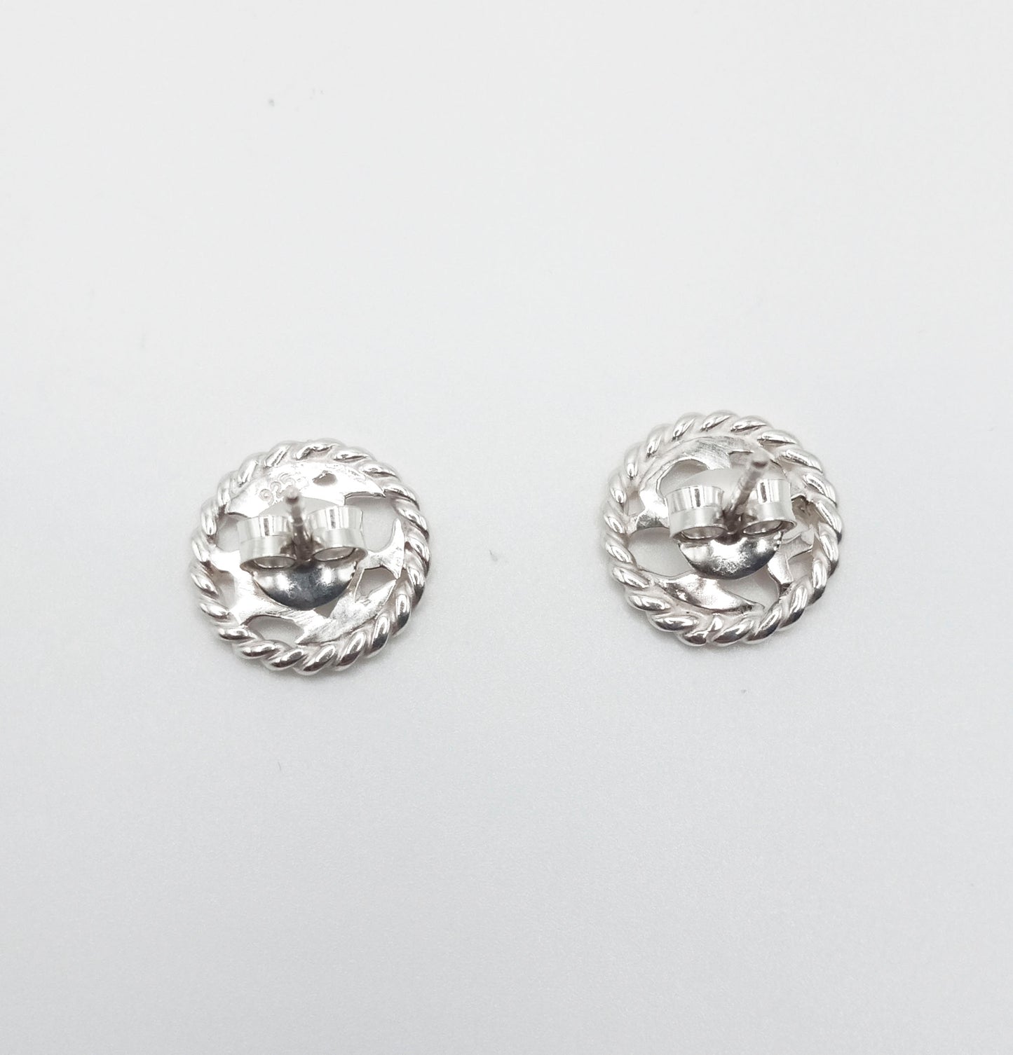 Labyrinth Coral Twister Silver Stud Earrings