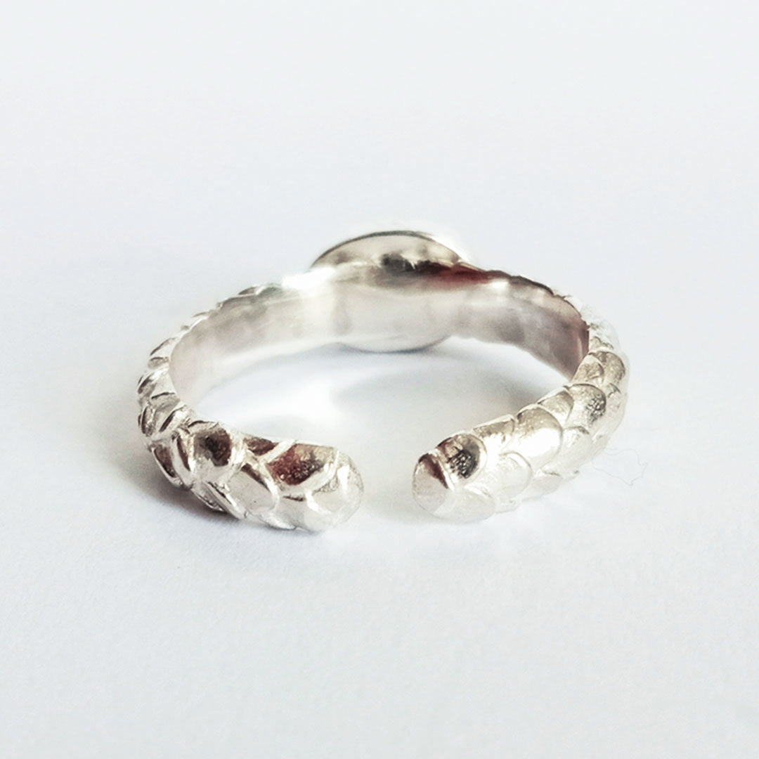 Siren Silver Stacking Ring with Green Apatite Gemstone