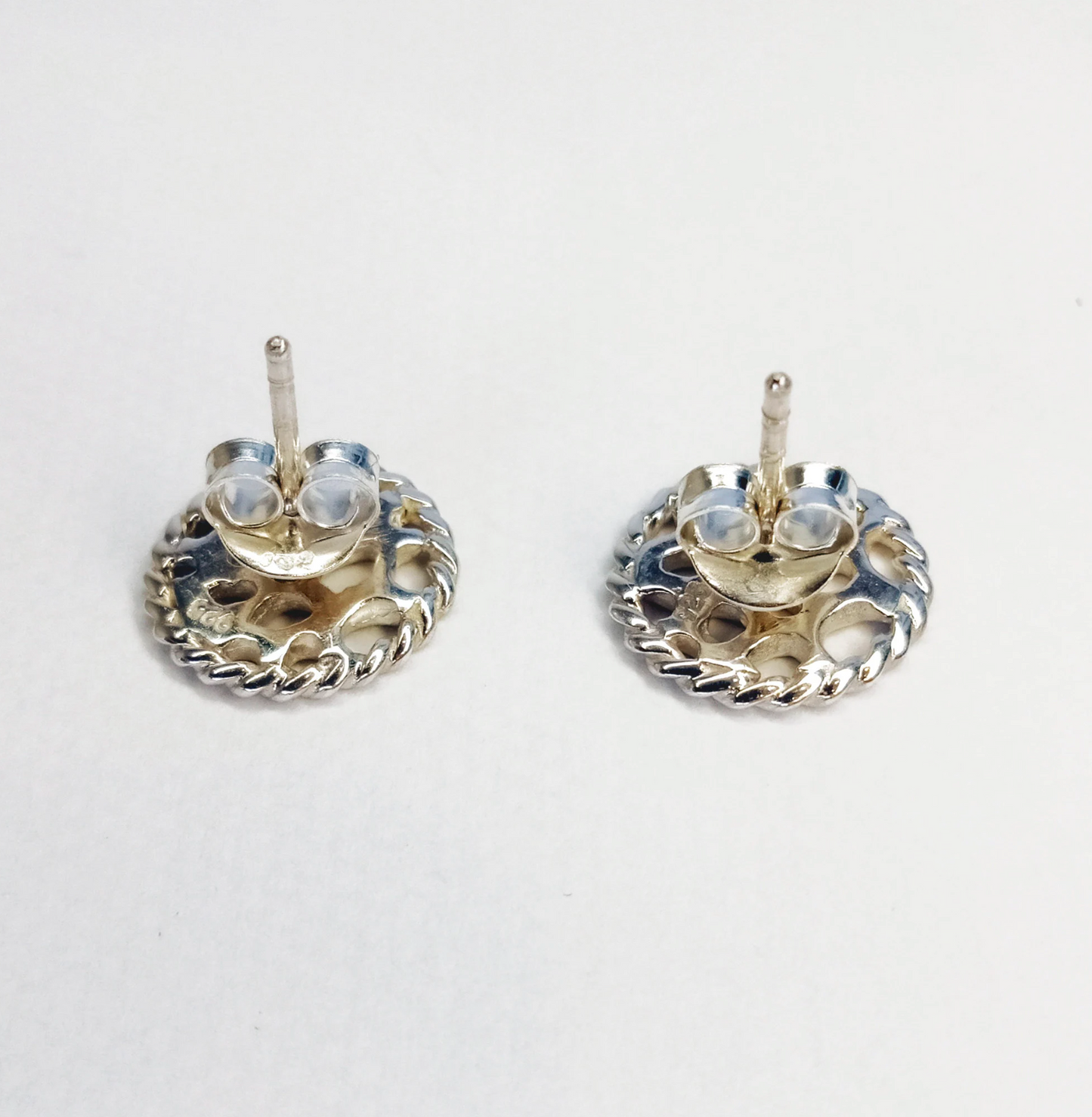 Labyrinth Coral Twister Silver Stud Earrings