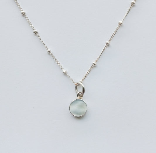 Bobble Chain Necklace with Mini Mother of Pearl Charm
