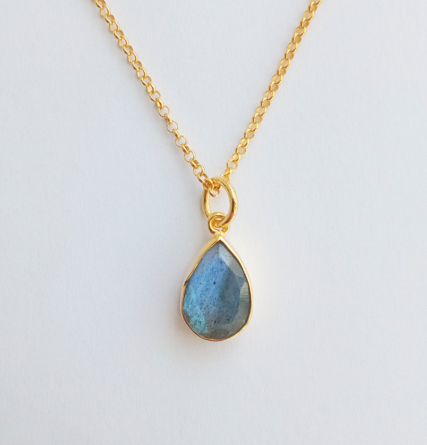 Labradorite Gold Pendant Necklace