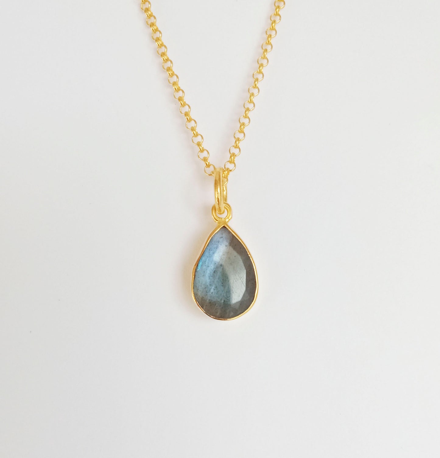 Labradorite Gold Pendant Necklace