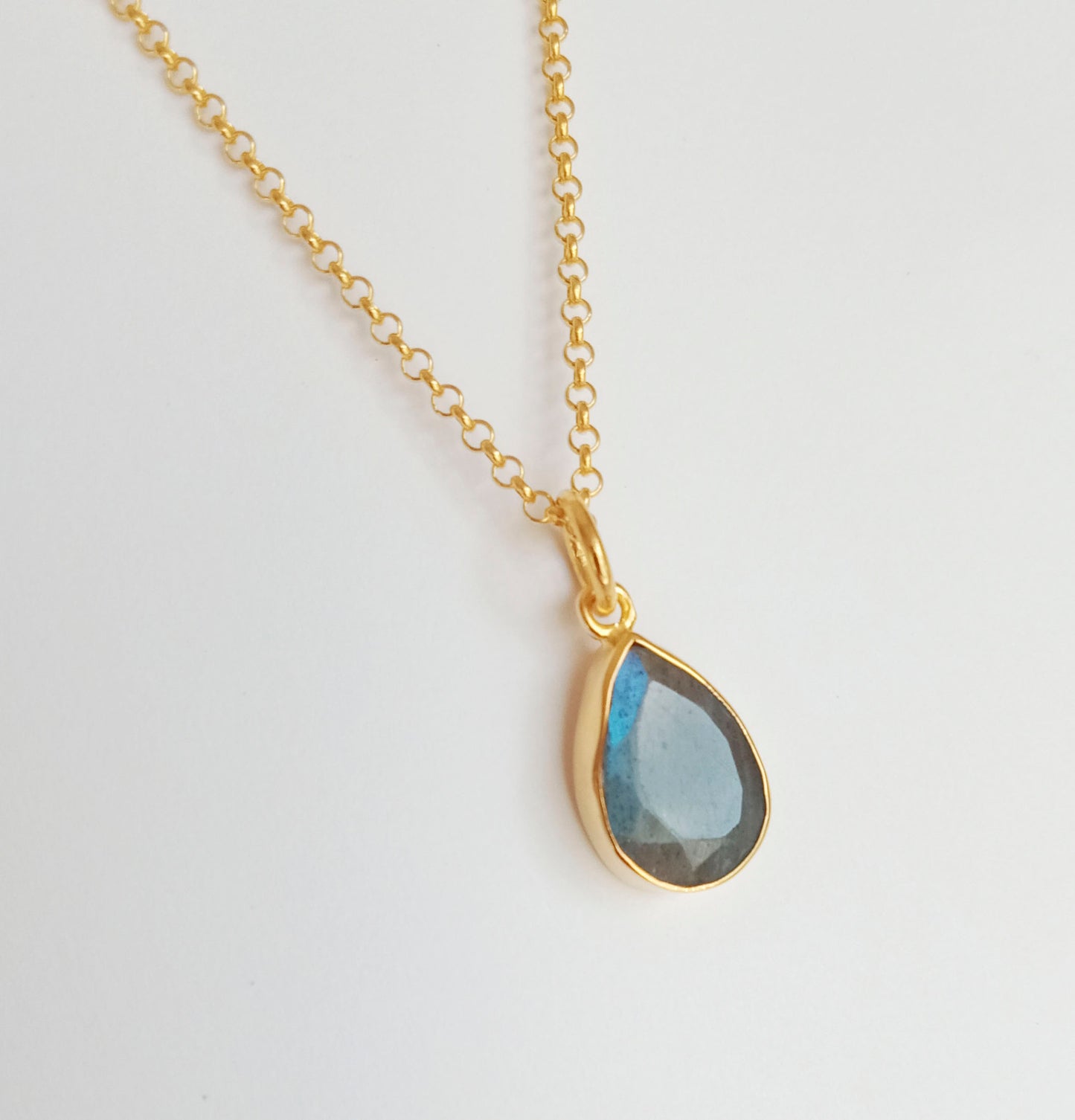 Labradorite Gold Pendant Necklace