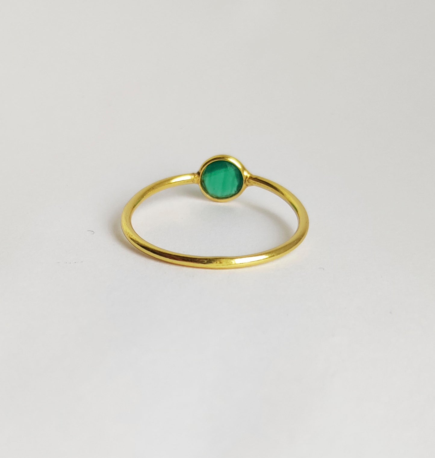 Green Onyx Dainty Gold Engagement Ring