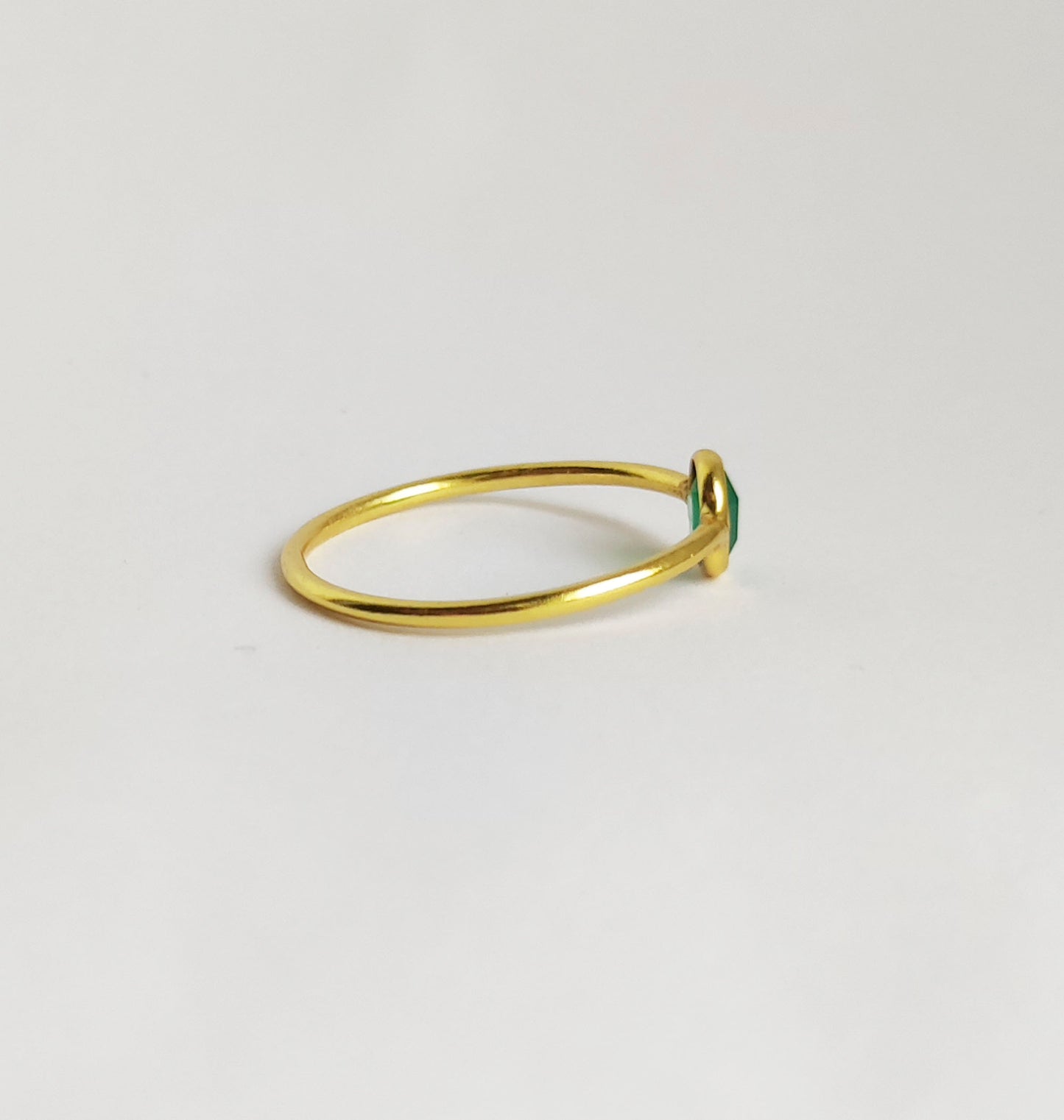 Green Onyx Dainty Gold Engagement Ring