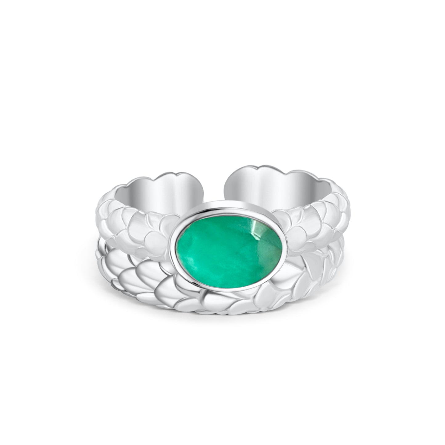 Siren Silver Stacking Ring with Green Apatite Gemstone