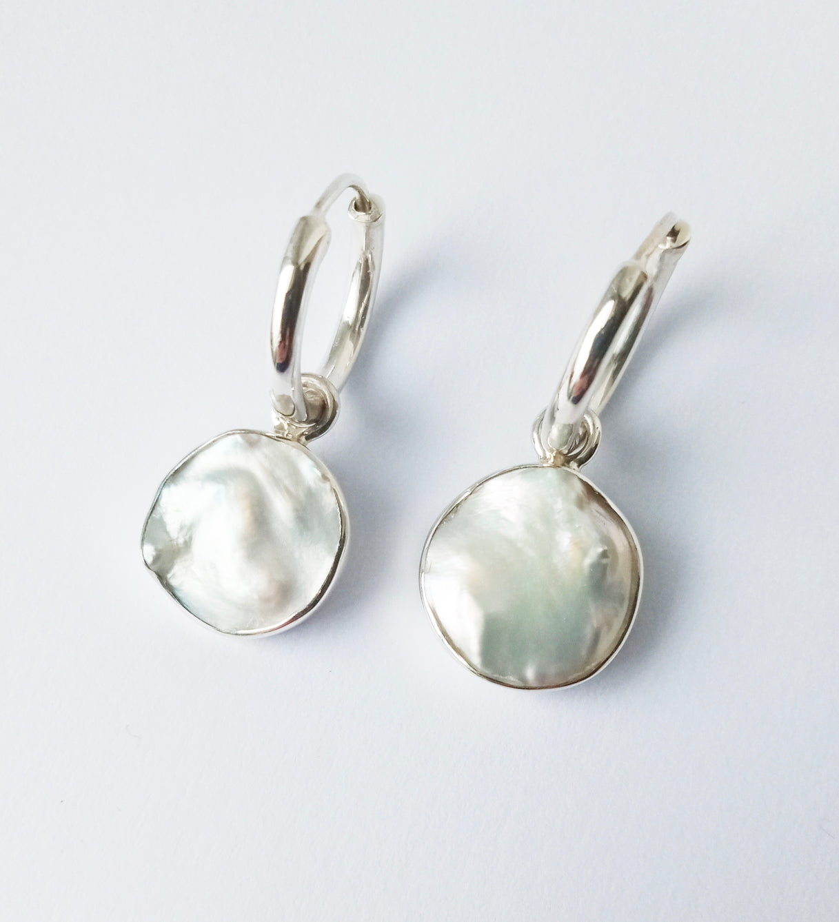 Silver Pearl Hoop Earrings