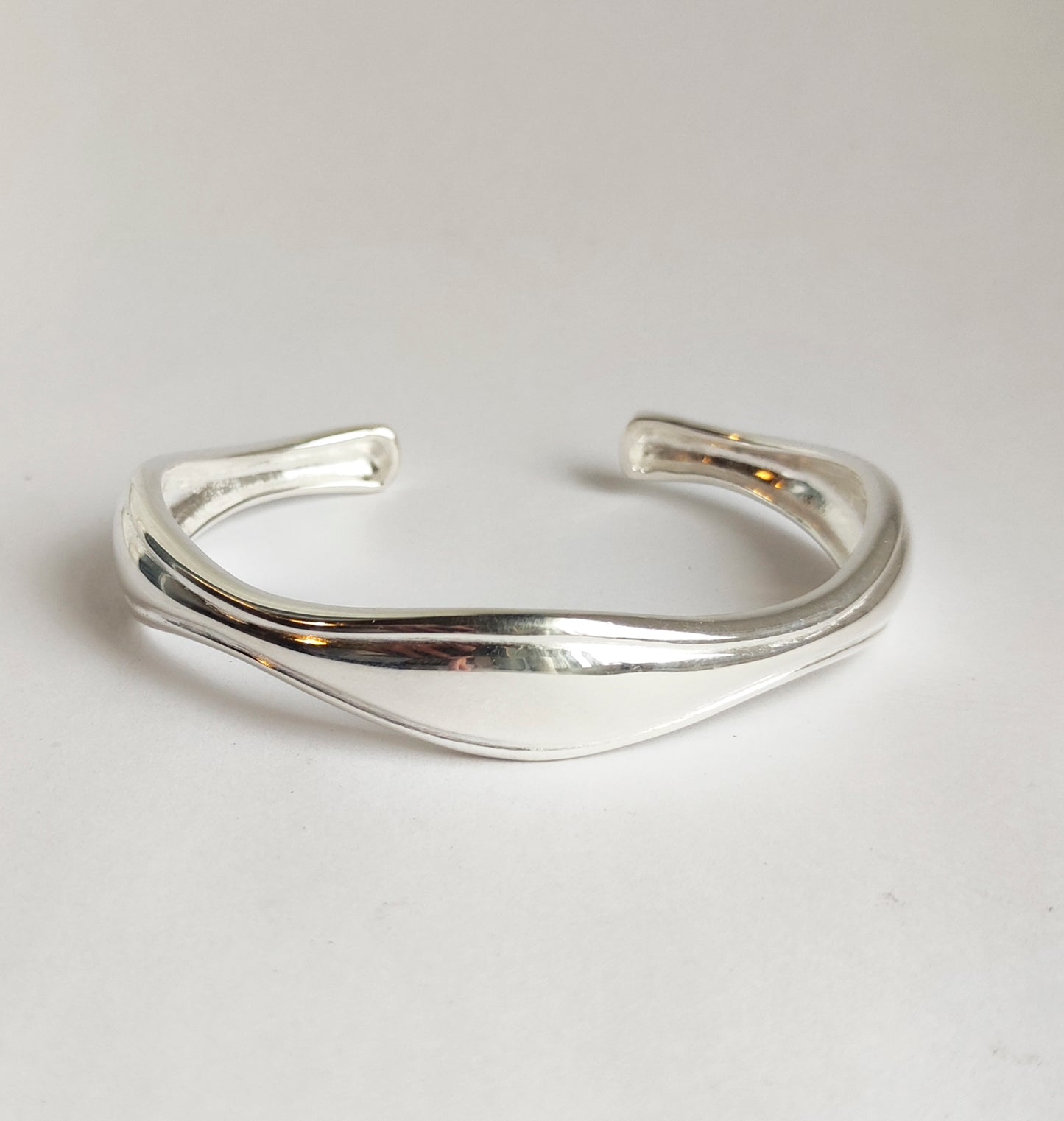 Mens Silver Minimalist Bangle Bracelet