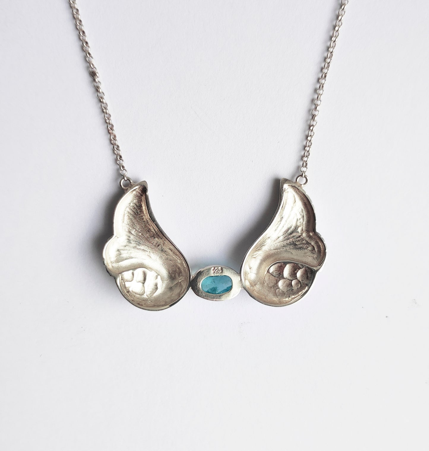 Sea Glass Mermaid Tail Sterling Silver Necklace