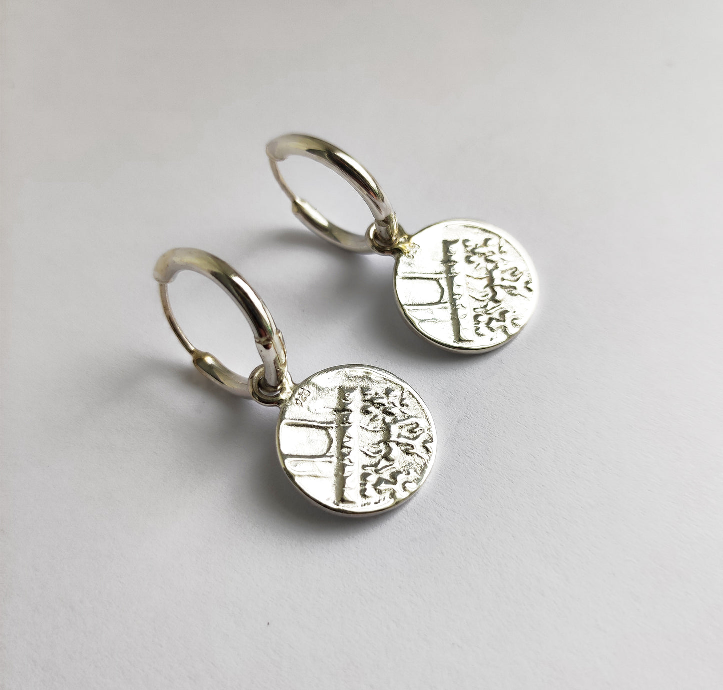 Sterling Silver Roman Coin Hoop Earrings