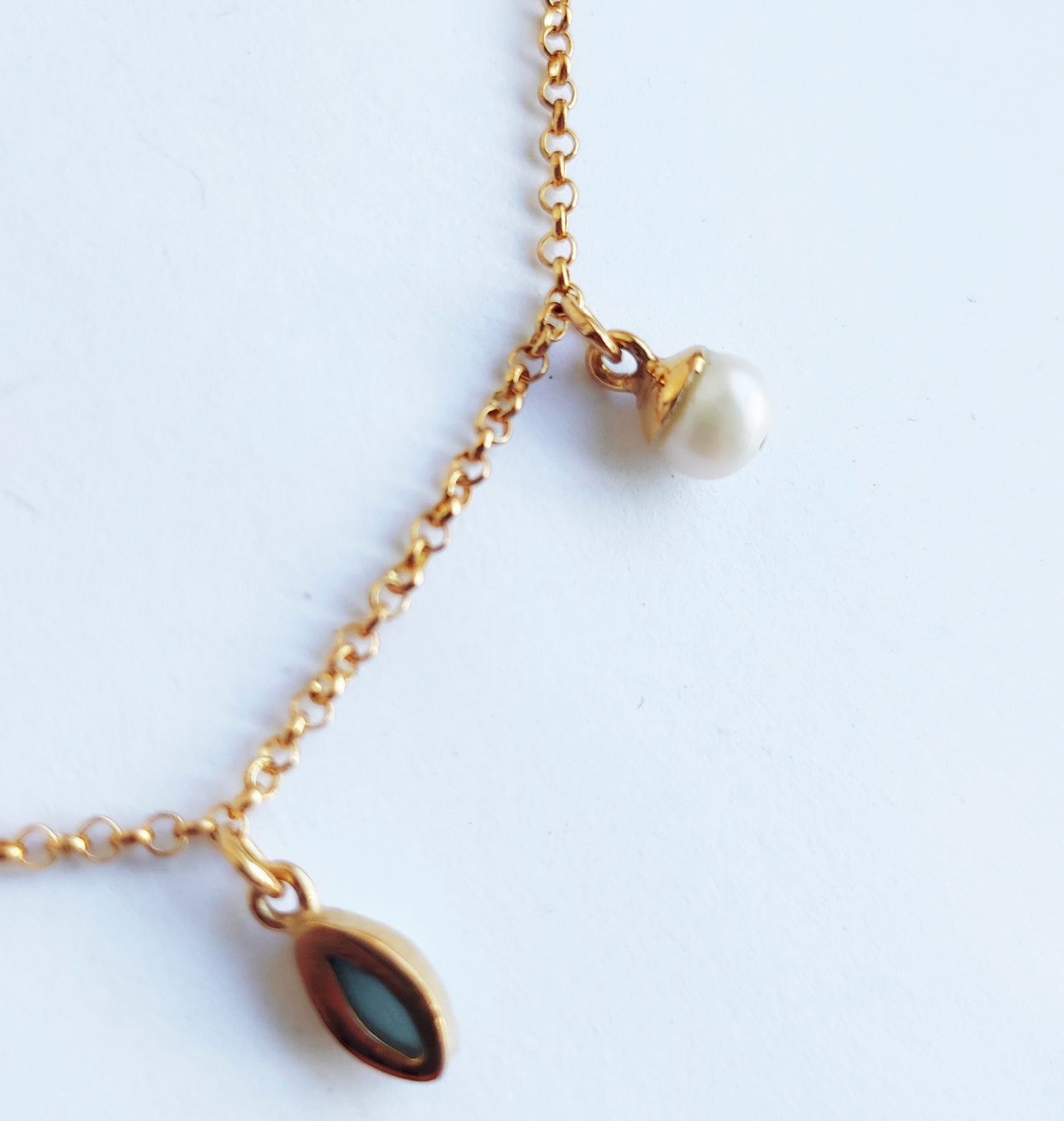 Turquoise and Pearl Charm Necklace