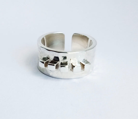 Hammered Sterling Silver Chunky Statement Ring