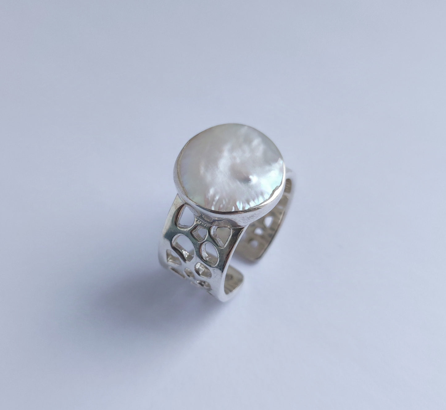 Labyrinth Baroque Pearl Chunky Silver Ring