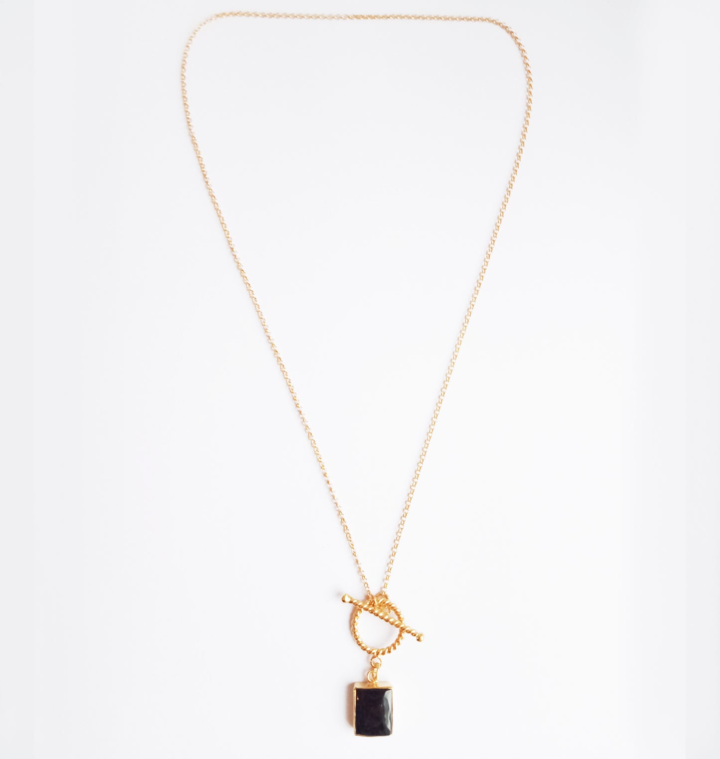 Black Onyx Gemstone Toggle Necklace