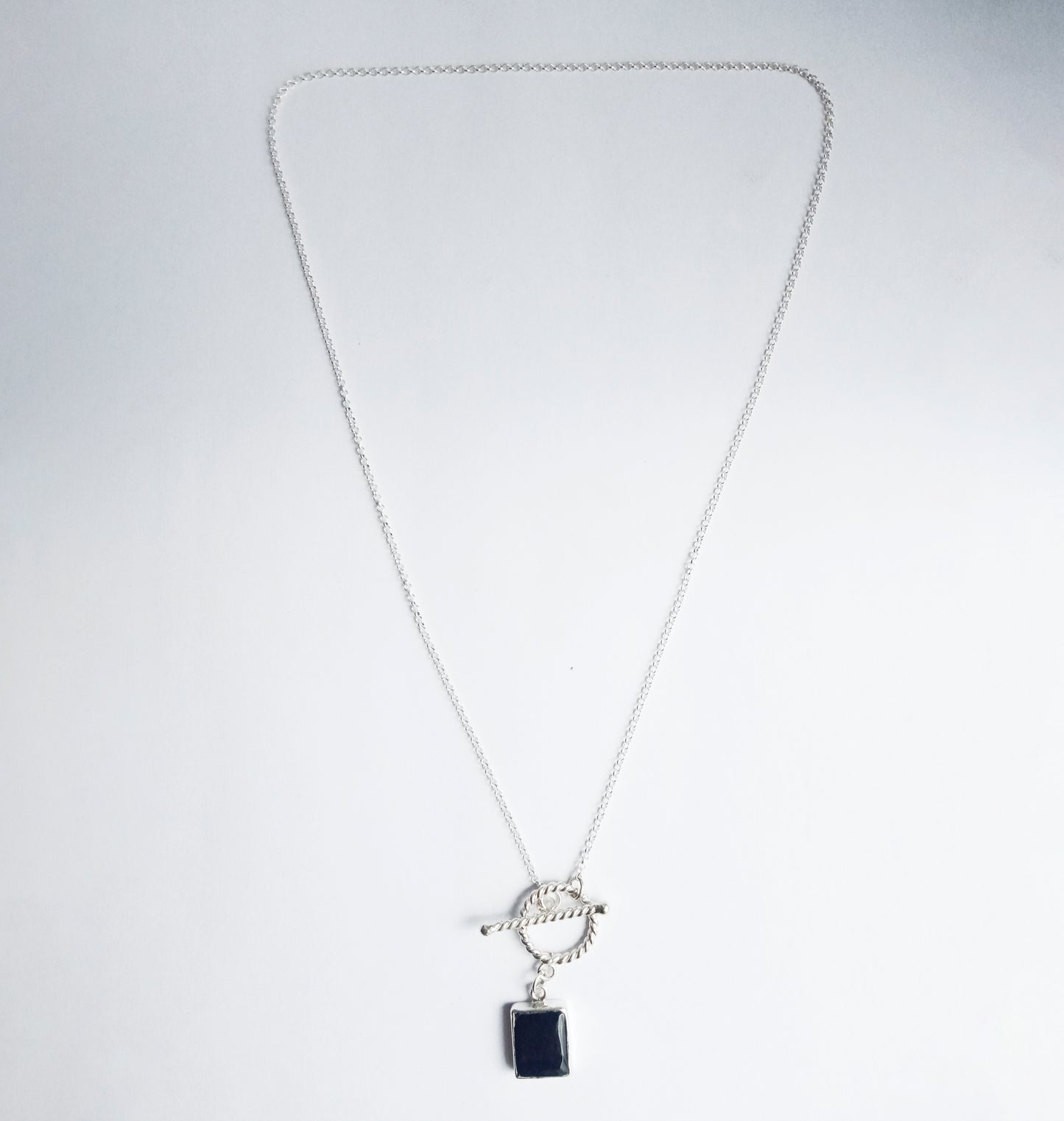Black Onyx Silver 925 Toggle Necklace
