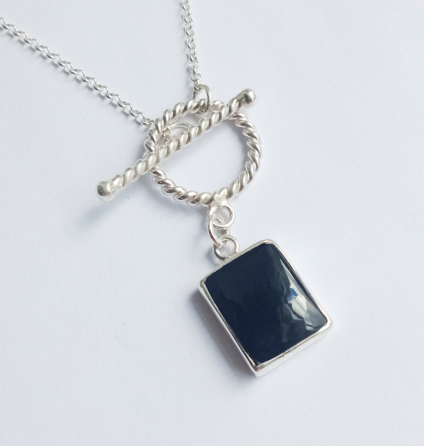 Black Onyx Silver 925 Toggle Necklace