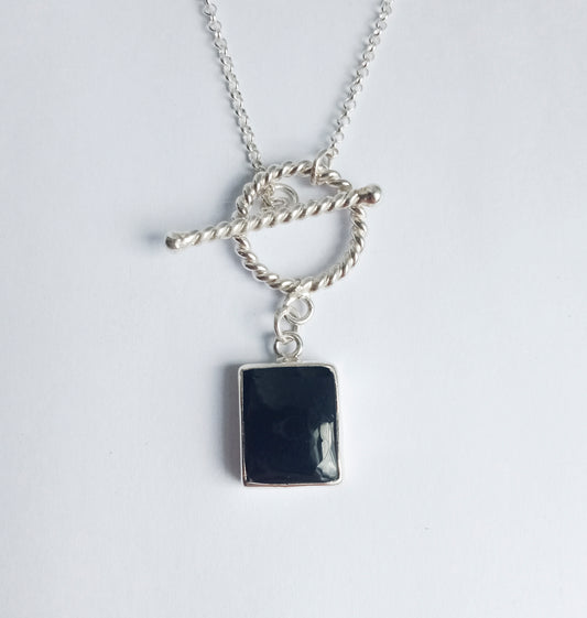 Black Onyx Silver 925 Toggle Necklace