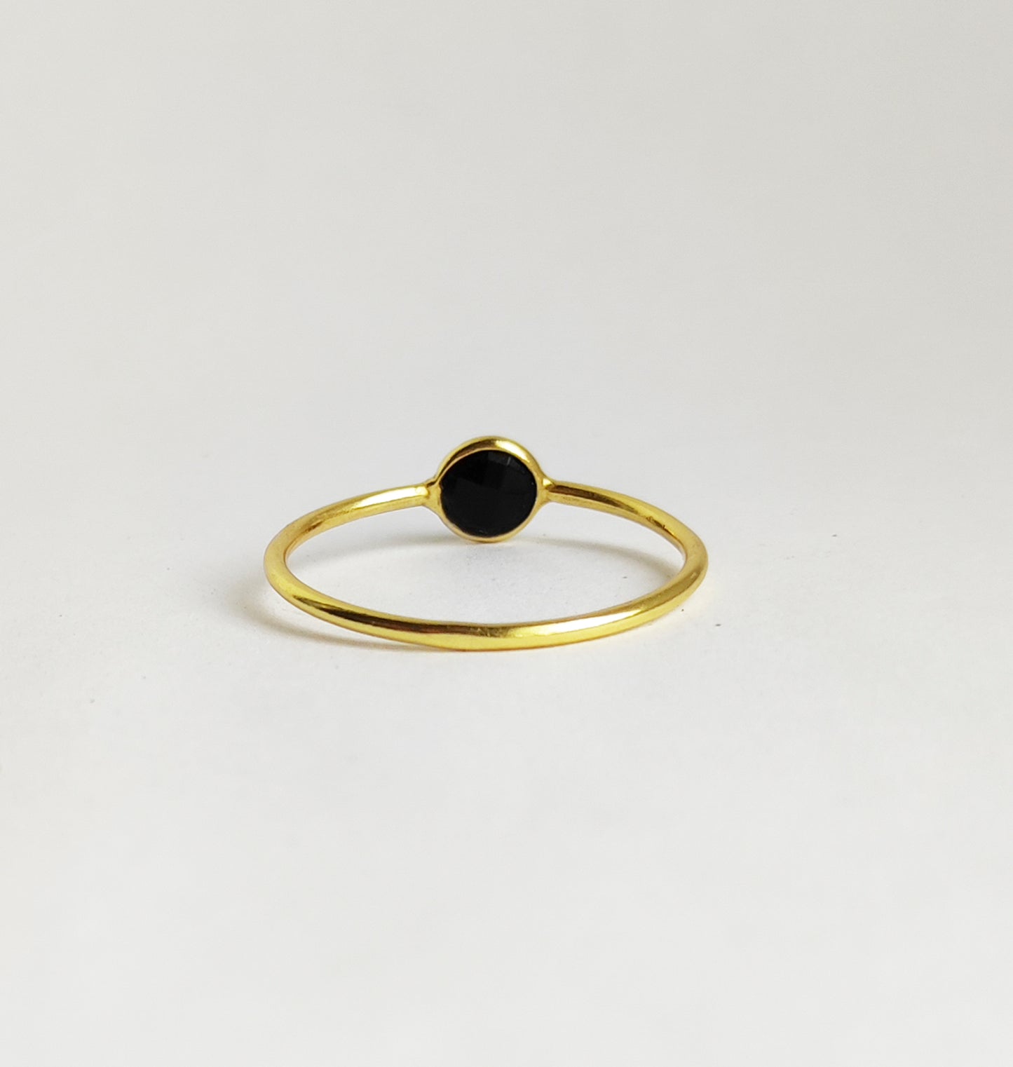Black Onyx Thin Gold Stacking Ring