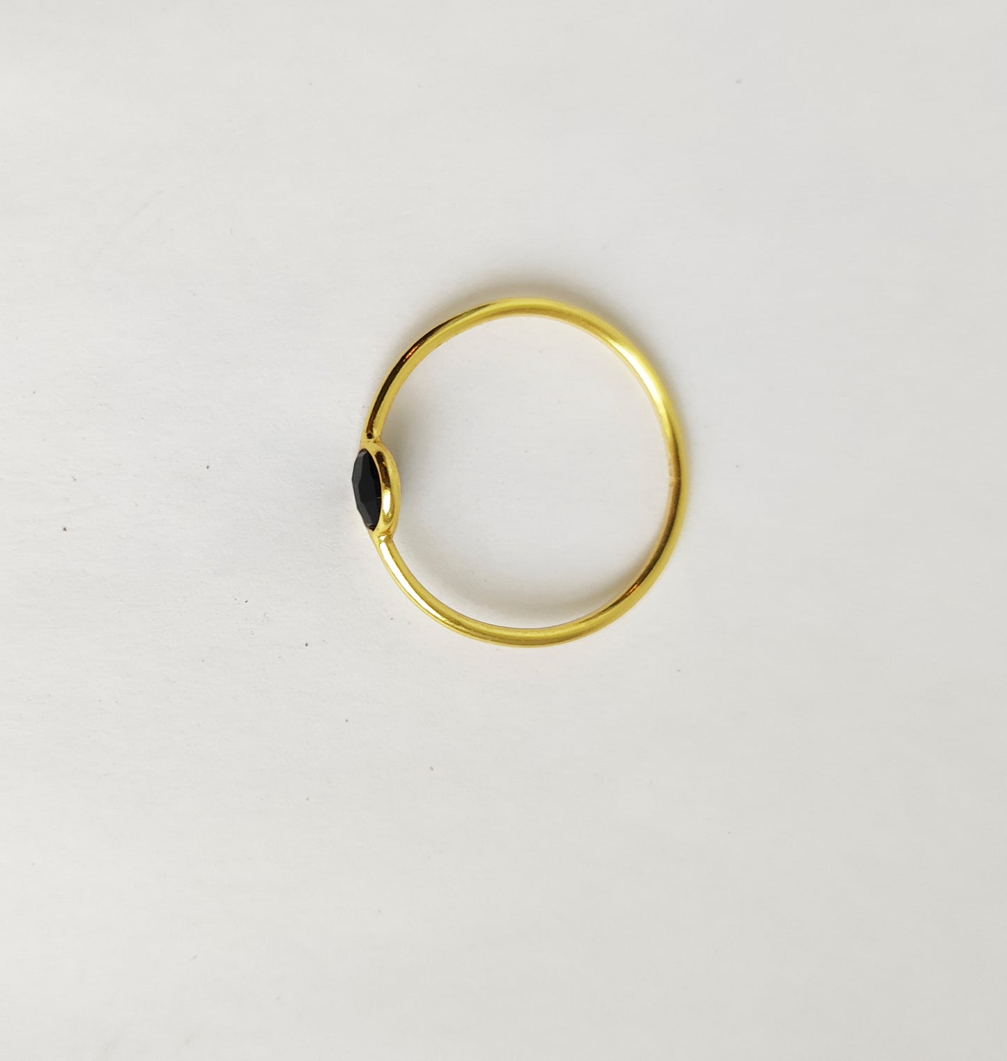 Black Onyx Thin Gold Stacking Ring