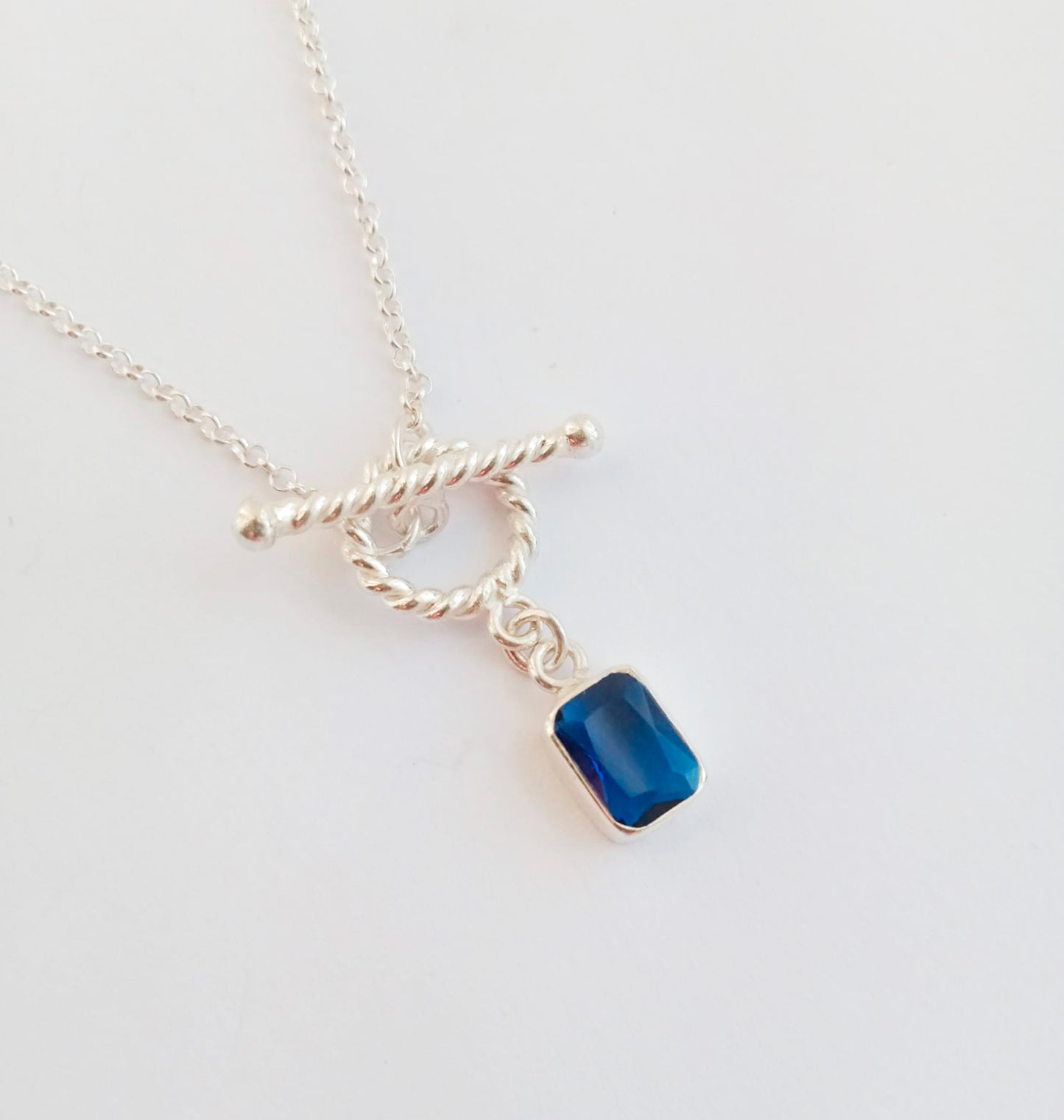 Mini Blue Zircon Toggle Necklace