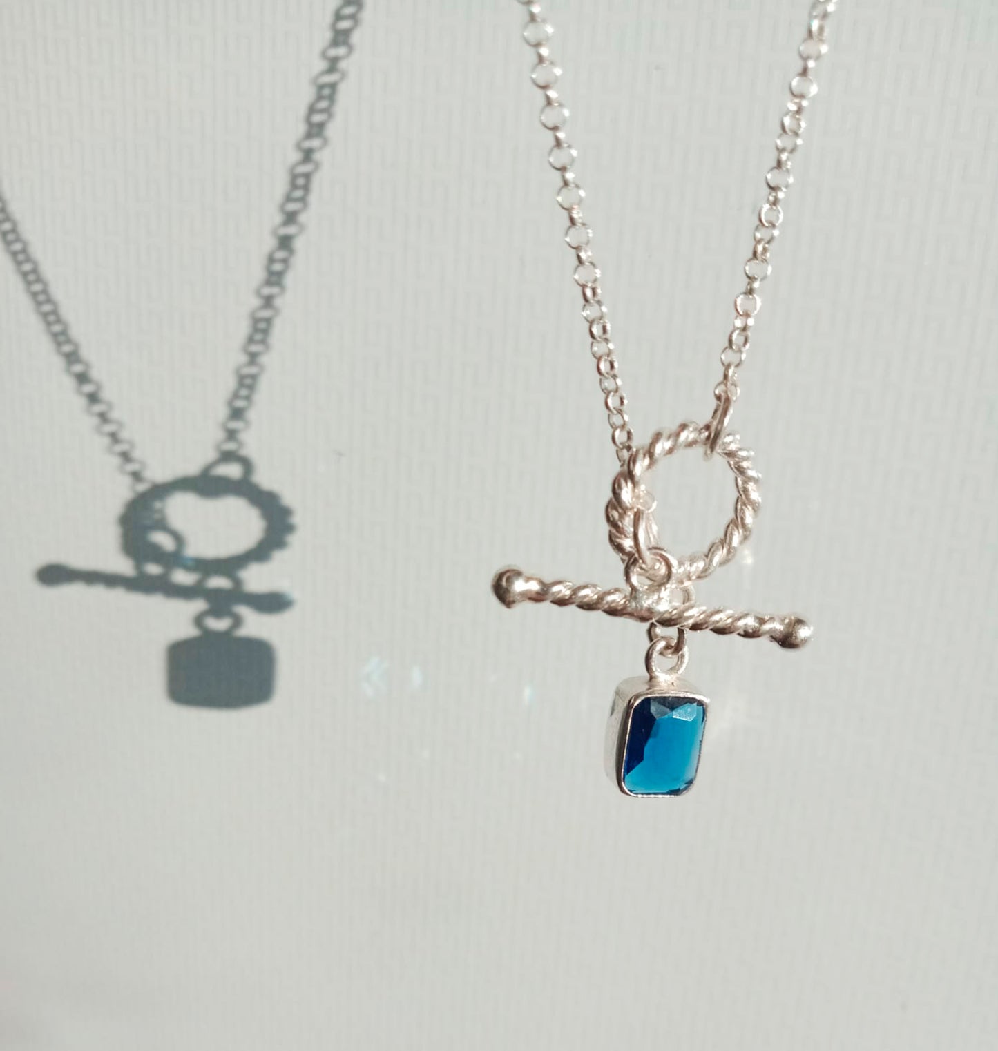 Mini Blue Zircon Toggle Necklace
