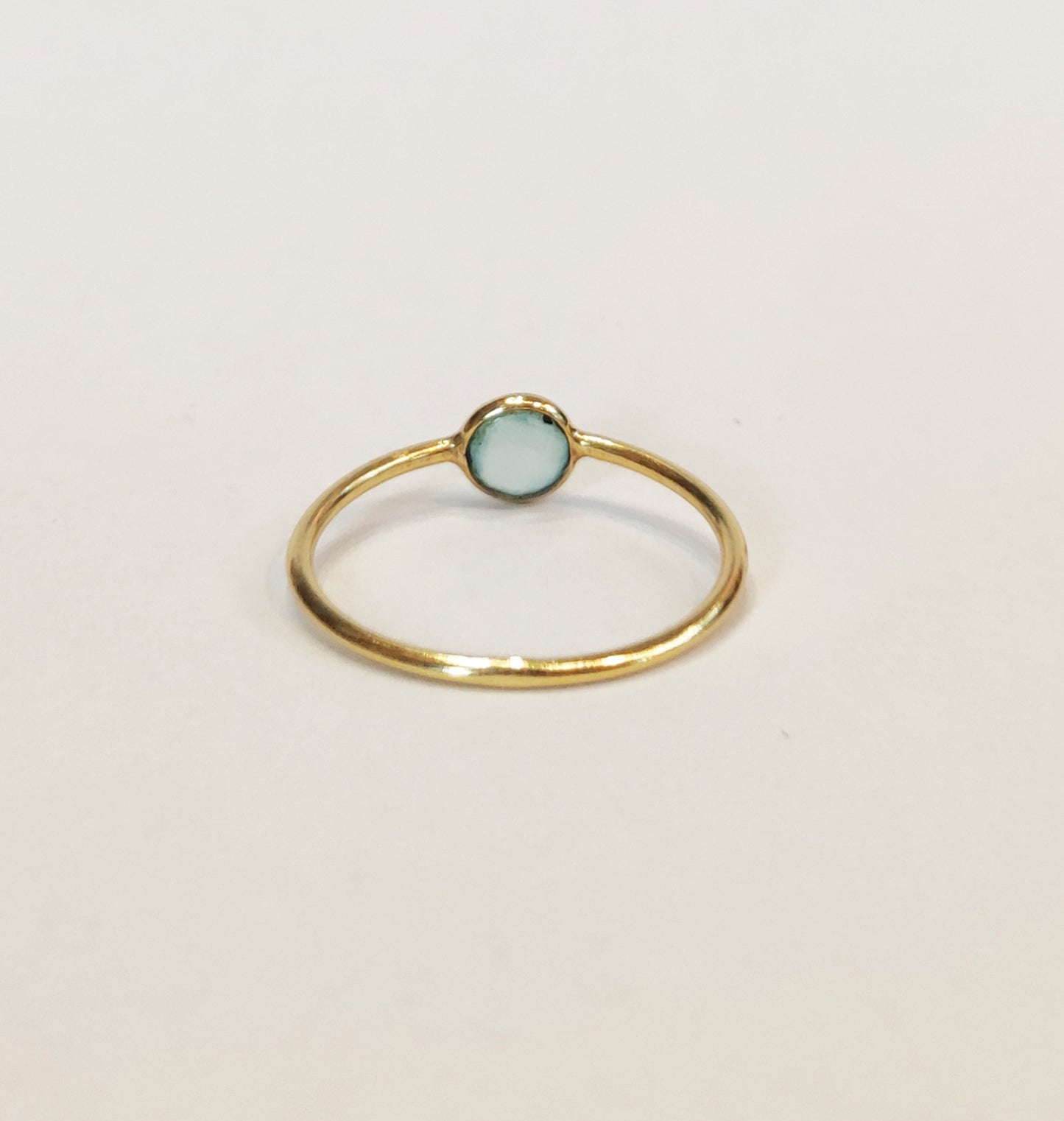 Aquamarine Gemstone Gold Stacking Ring