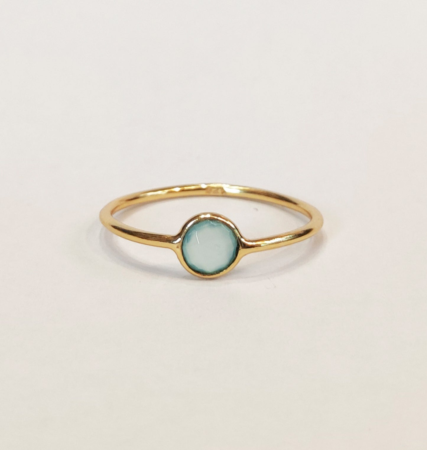 Aquamarine Gemstone Gold Stacking Ring