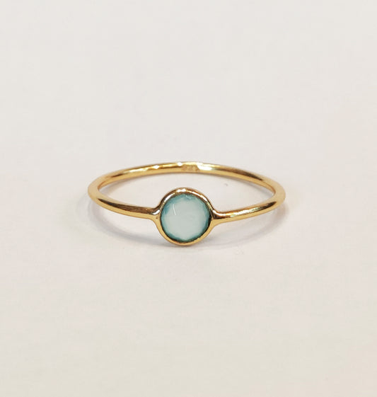 Aquamarine Gemstone Gold Stacking Ring