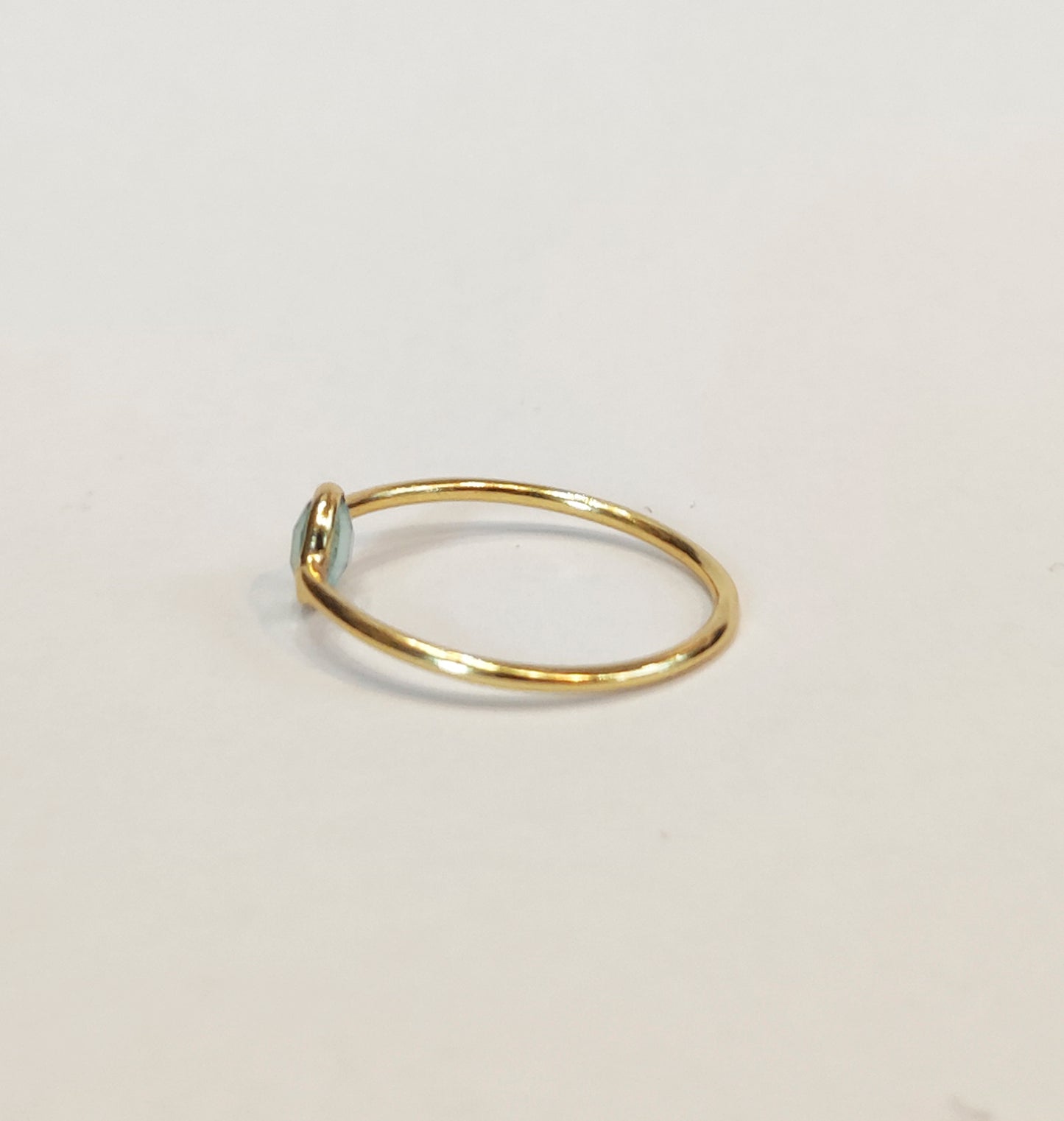 Aquamarine Gemstone Gold Stacking Ring