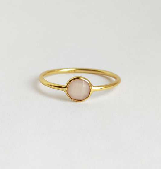 Rose Quartz Gold Stacking Ring