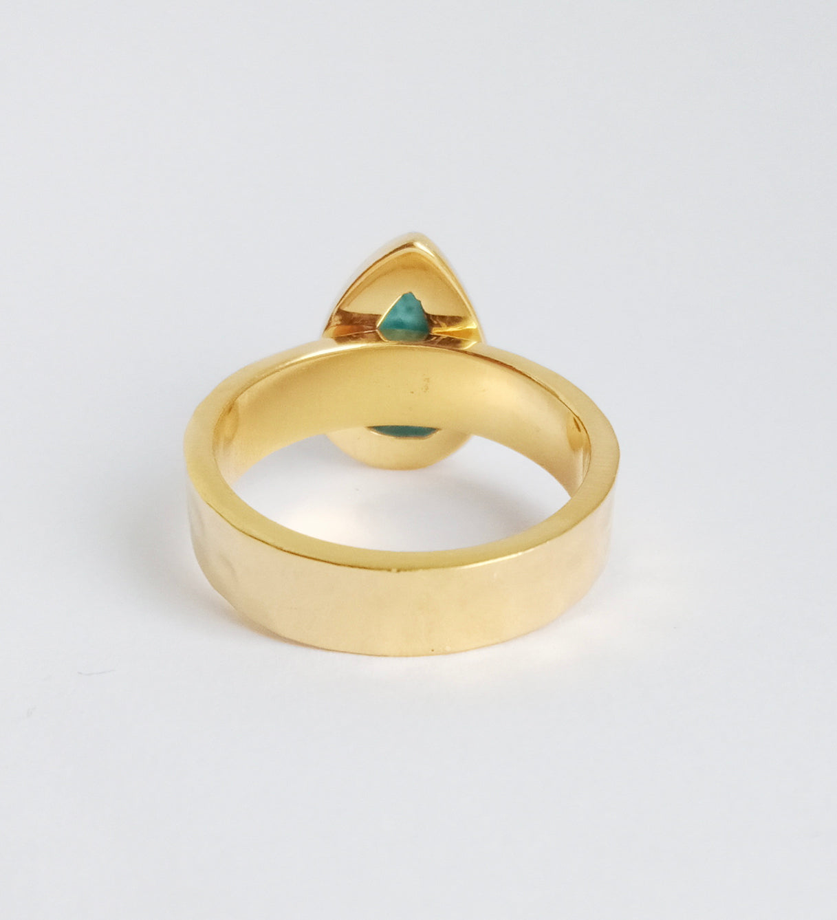 Larimar Gold Hammered Pear Shape Ring