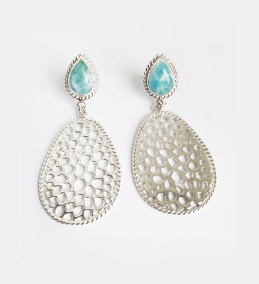 Labyrinth Larimar Dangle Drop Earrings