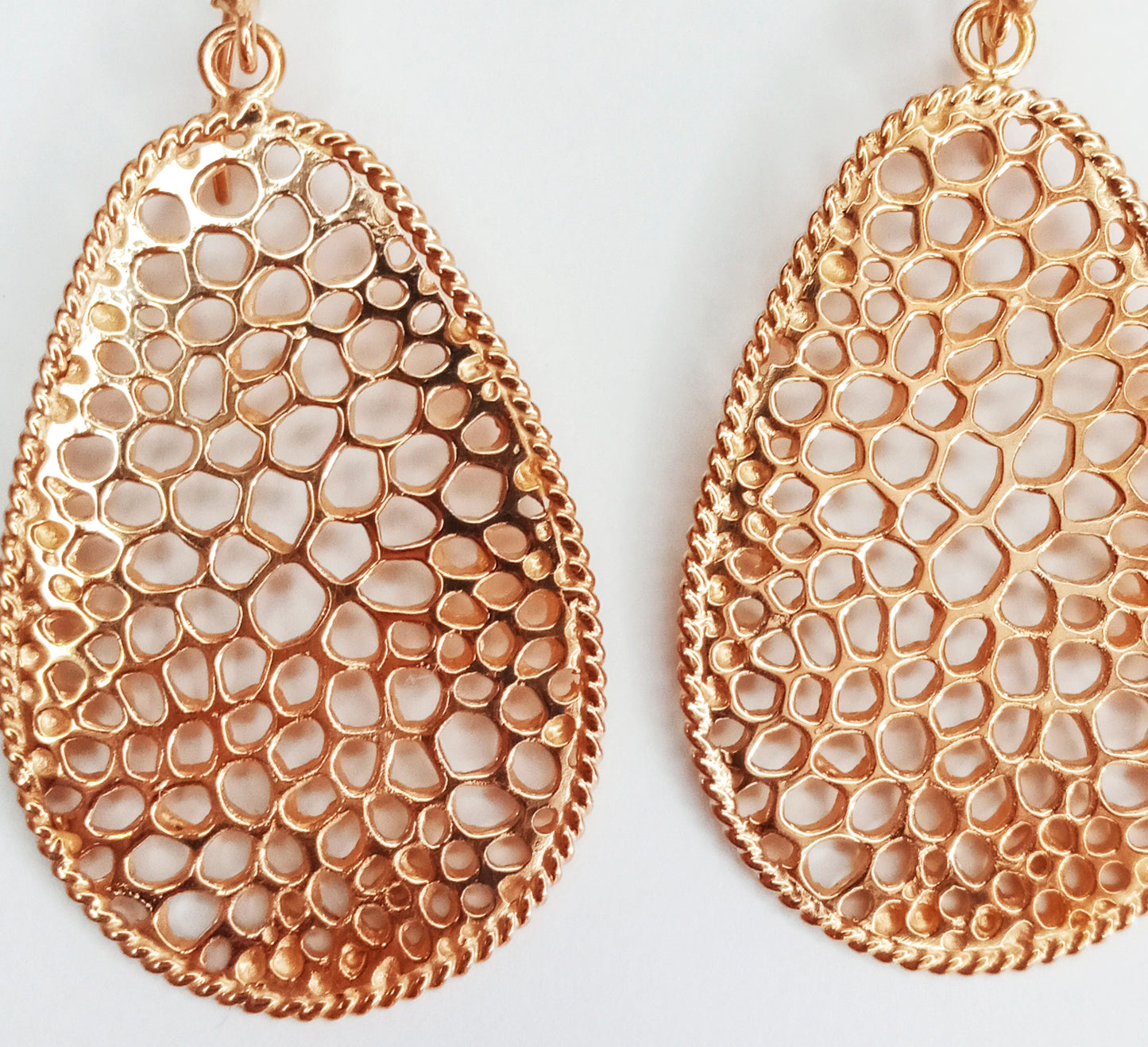 Labyrinth Rose Gold Dangle Teardrop Hook Earrings