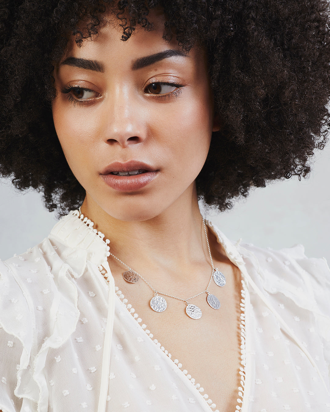 Silver disk choker sale