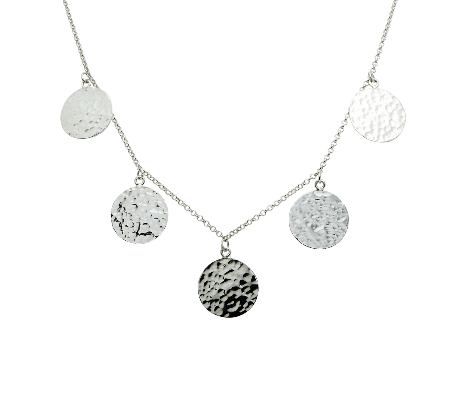 Voyager Hammered Silver Disk Necklace