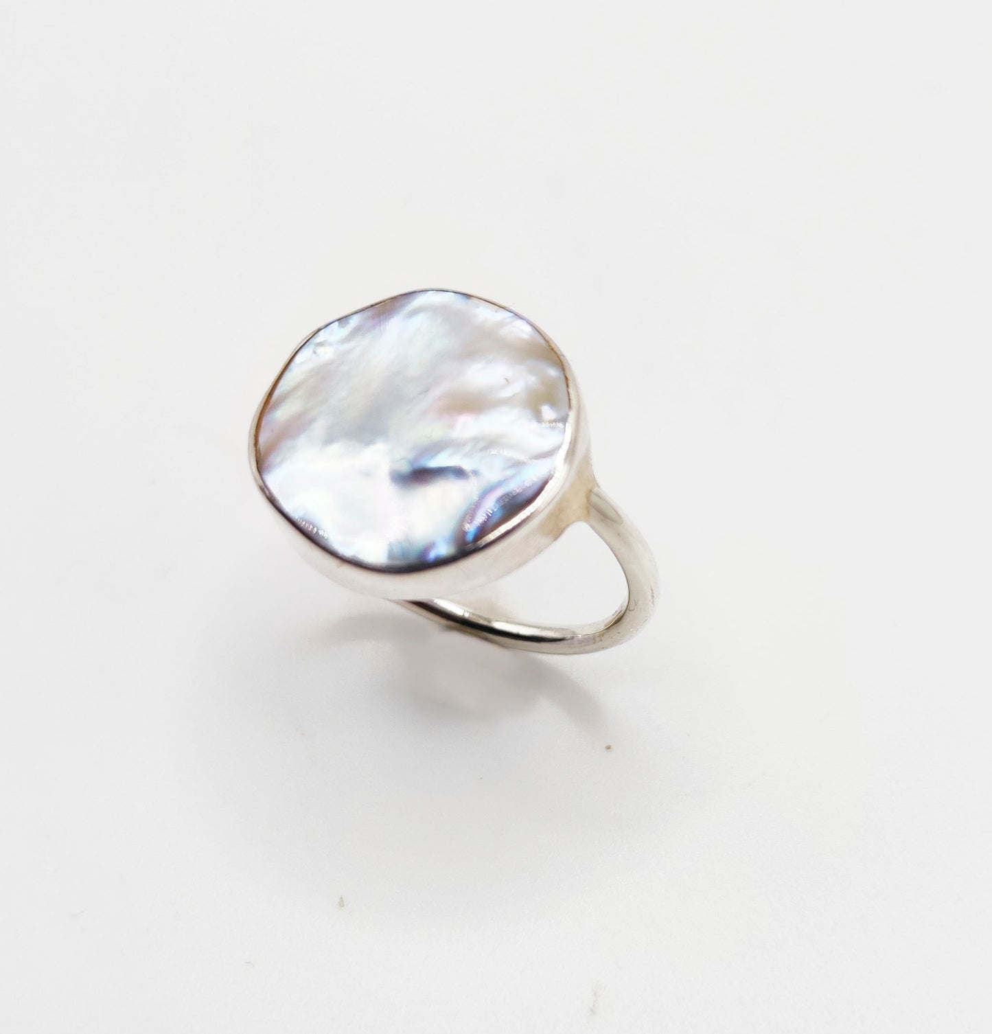 Fine Minimalist Pearl Sterling Silver Ring