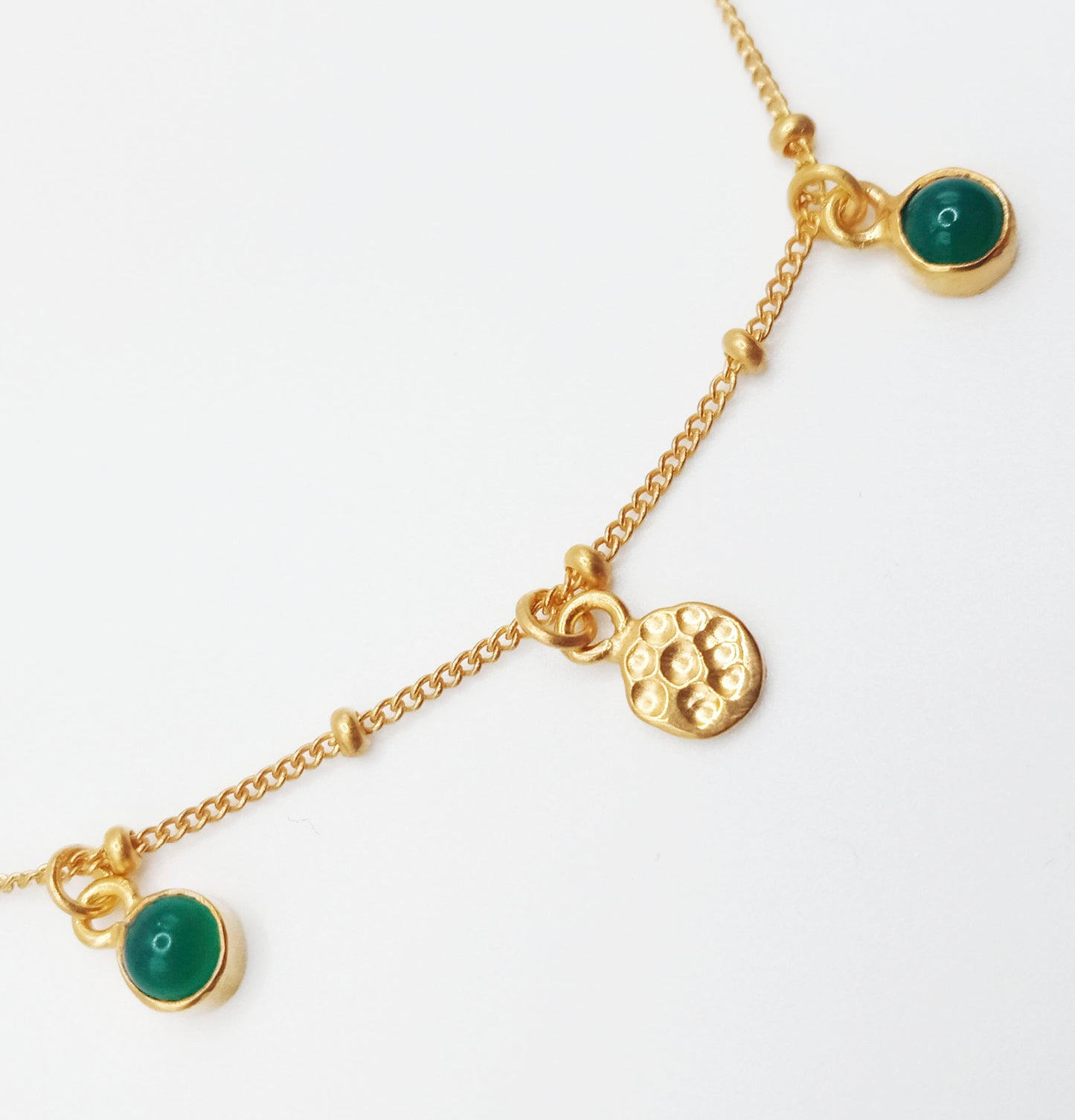 Green Onyx Stone Mini Charm Necklace in 18kt Gold Vermeil