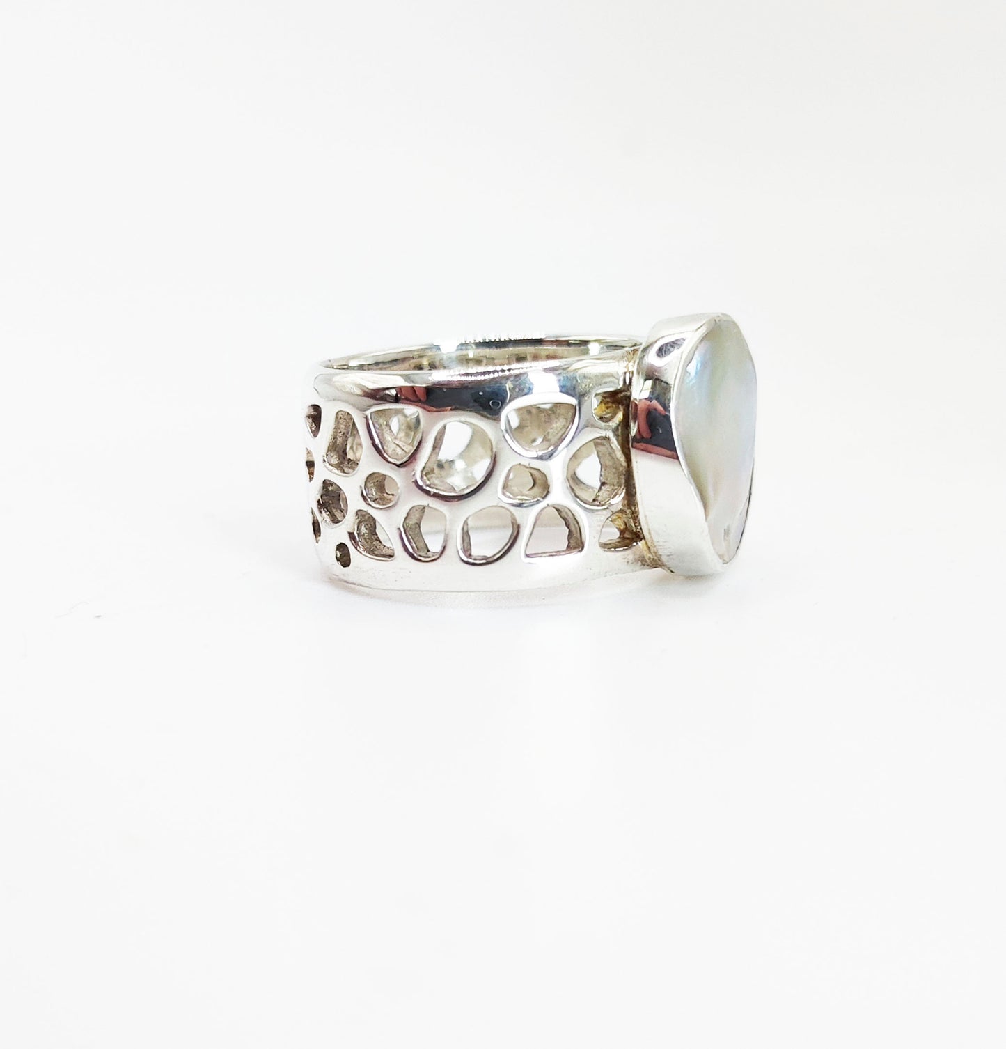 Labyrinth Baroque Pearl Chunky Silver Ring