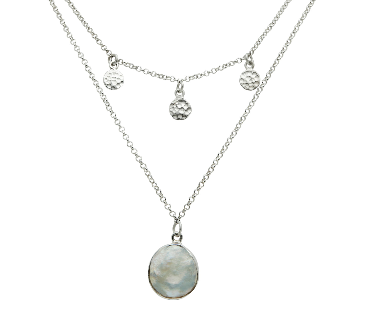 Sterling Silver Layered Minimalist Pearl Necklace