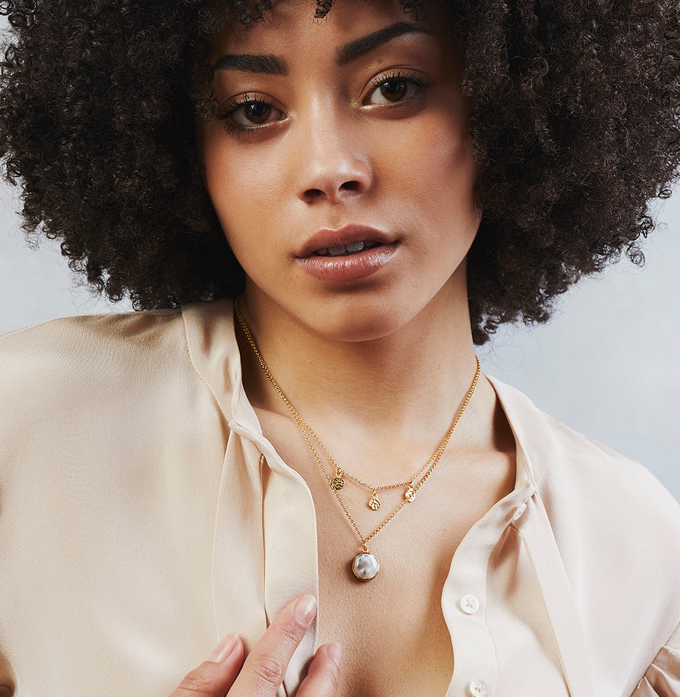 Sterling Silver Layered Minimalist Pearl Necklace