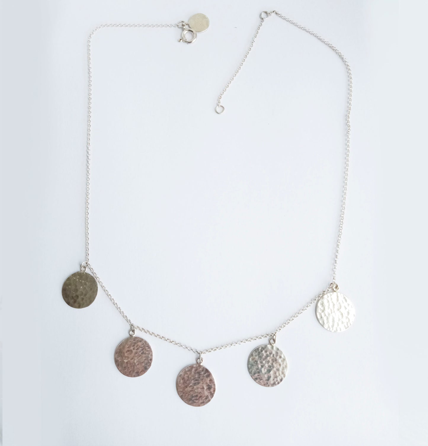 Voyager Hammered Silver Disk Necklace