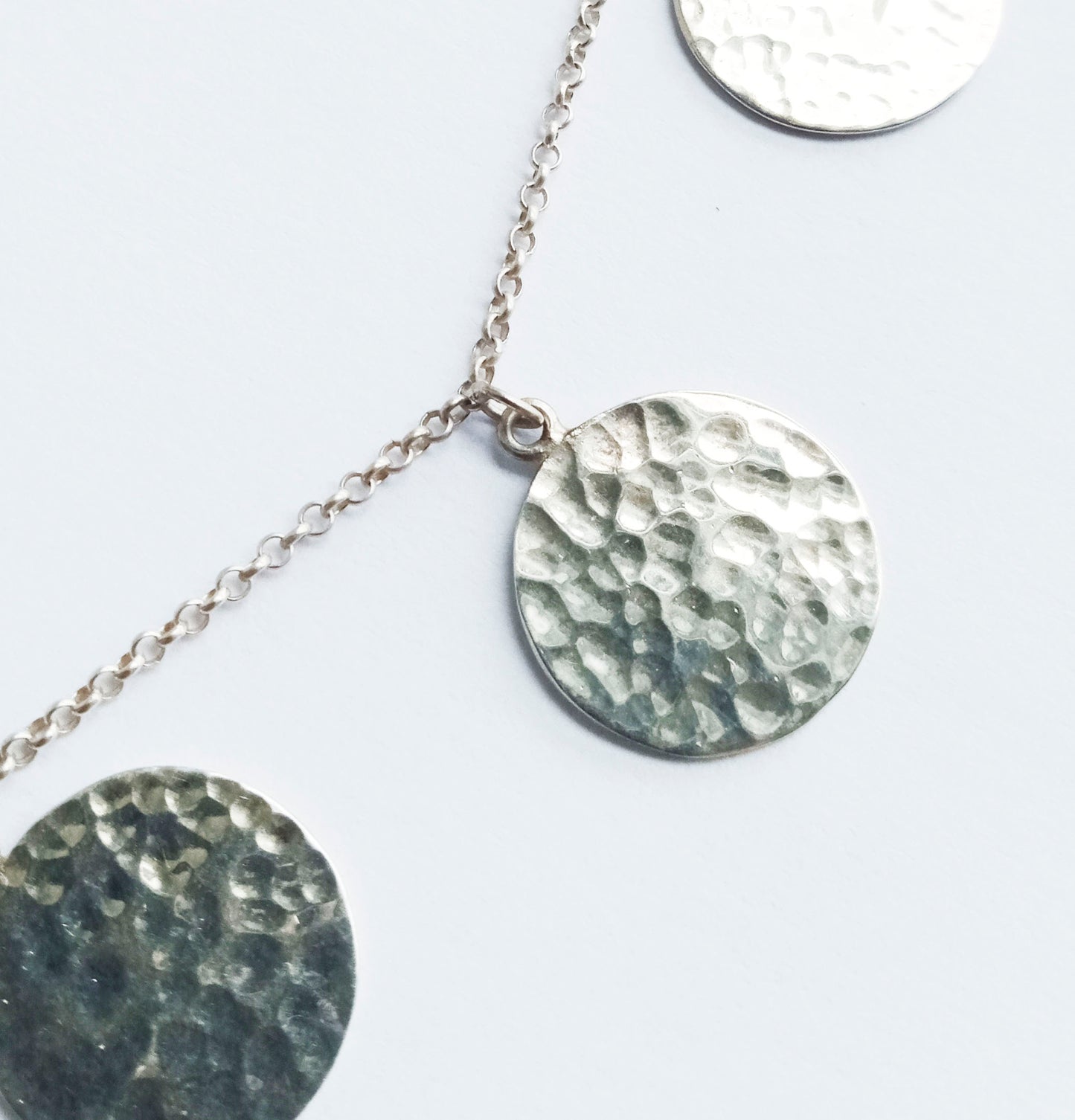Large Silver Hammered Circle Necklace