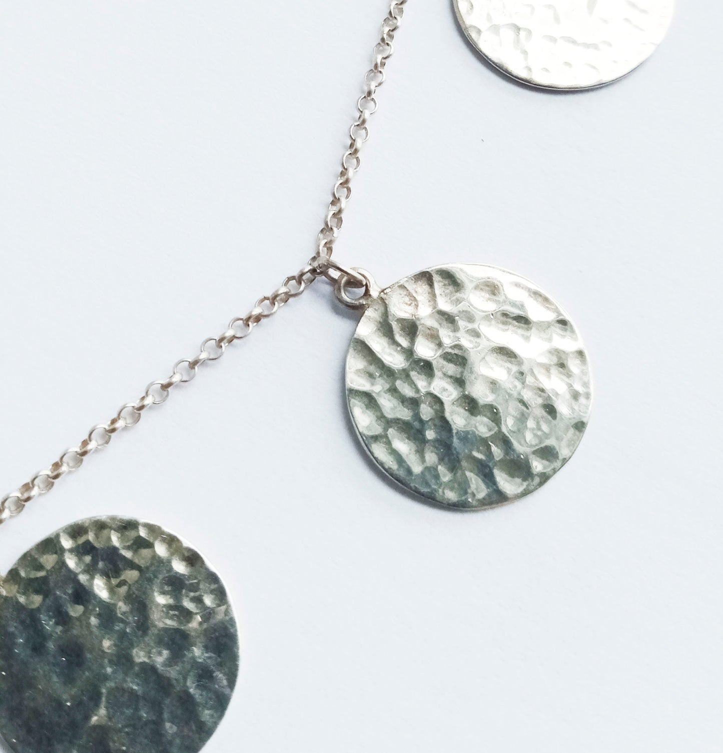 Voyager Hammered Silver Disk Necklace