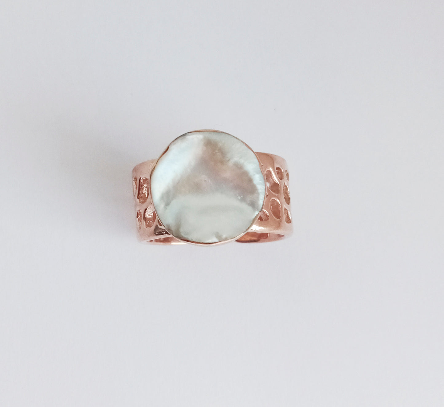 Labyrinth Baroque Pearl Chunky Rose Gold Ring