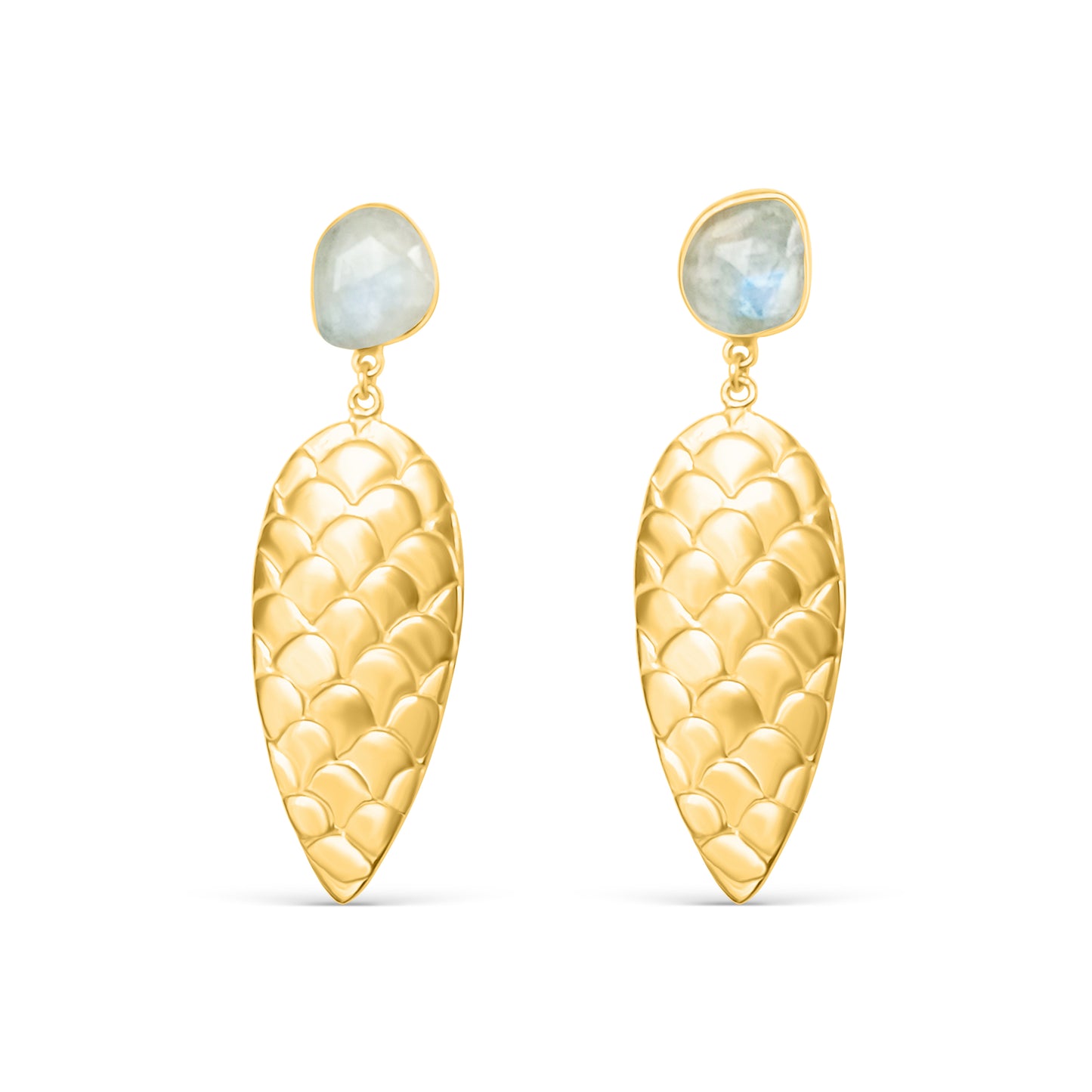 Mermaid Moonstone Gold Drop Earrings